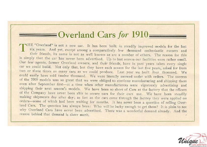 1910 Overland Catalogue Page 11